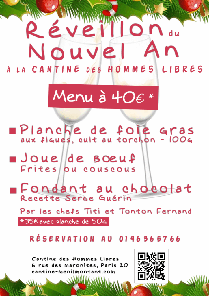 Réveillon du nouvel an à la Cantine !